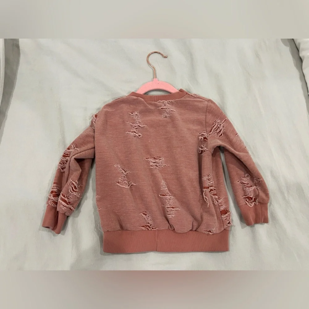 Hand Sewn Distressed Pink Sweater - Picture 2 of 2